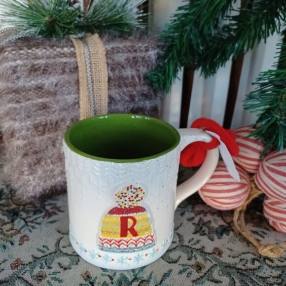 Anthropologie Other - ANTHROPOLOGIE Bundle Up Monogram Holiday Mug “R” | 19.5oz | NWT